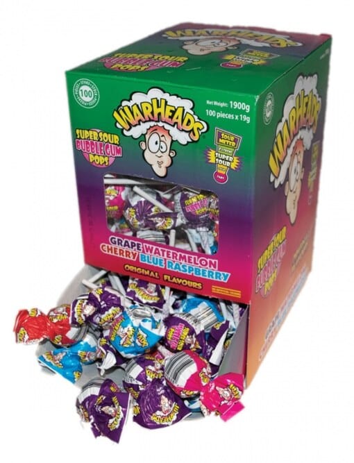 Warheads Super Sour Bubblegum Lollipop