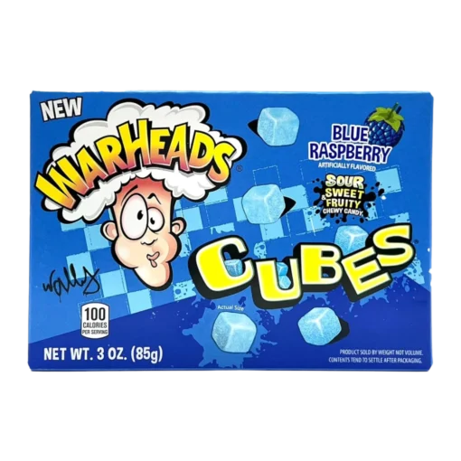 Warheads Blue Raspberry Cubes Theather Box 12stk x 85g MIN GARANTI 31/10-25